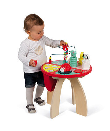 Janod Drevený hrací stolík s aktivitami na jemnú motoriku Baby Forest